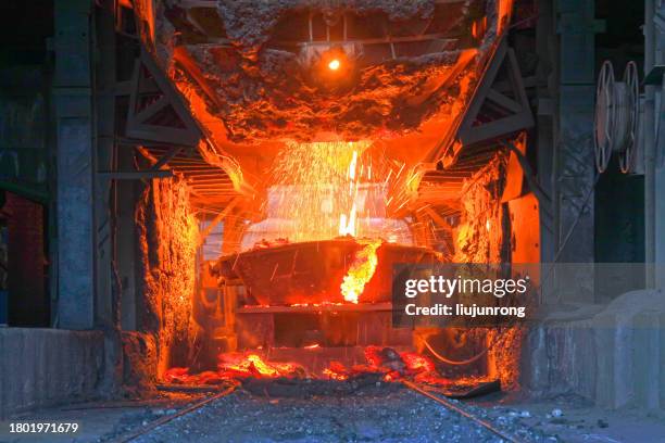 converter dumping steel slag in iron and steel co., China