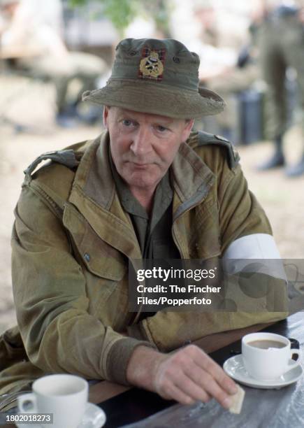 British Major General Sir John Acland at the Camp Papa assembly point, circa January 1980.