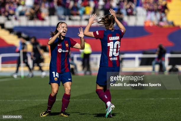 Aitana Bonmati of Fc Barcelona Femenino celebrates a goal during the Spanish league, Liga F, football match played between Fc Barcelona and Real...