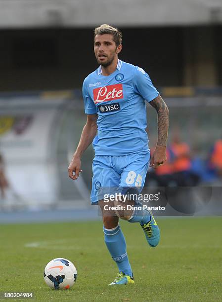 Valon Behrami of SSC Napoli in action during the Serie A match between AC Chievo Verona and SSC Napoli at Stadio Marc'Antonio Bentegodi on August 31,...