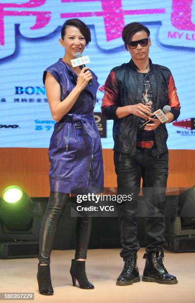 Actress Ada Choi and actor Max Zhang Jin attend "My Lucky Star" press conference at Conrad Hotel on September 10, 2013 in Beijing, China.