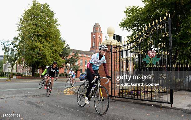 Victoria Pendleton arrives at Old Trafford during the second leg of the PruProtect Chance to Ride. Michael Vaughan is leading a host of stars and...