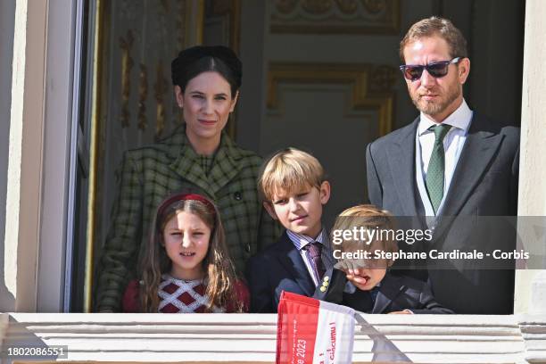 Tatiana Santo Domingo, India Casiraghi, Sacha Casiraghi, Maximilian Casiraghi and Andrea Casiraghi attend the Monaco National Day 2023 on November...