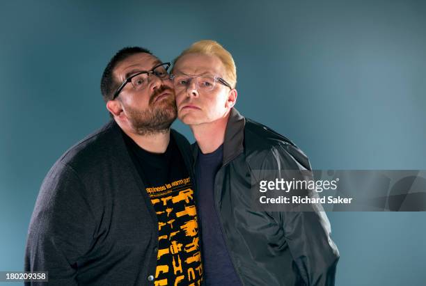 Actors Nick Frost, Simon Pegg are photographed for the Observer on July 2, 2013 in London, England.