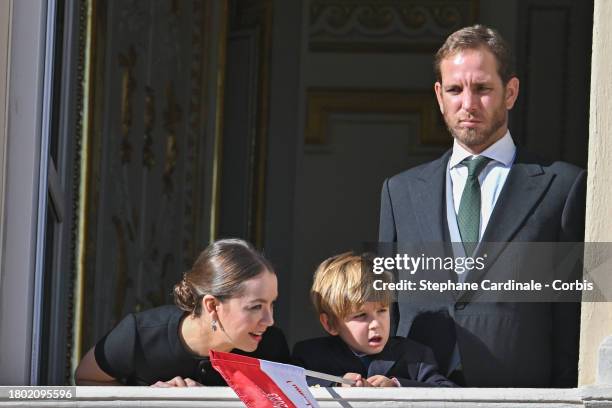 Princess Alexandra of Hanover, Andrea Casiraghi and Maximilian Casiraghi attend the Monaco National Day 2023 on November 19, 2023 in Monaco, Monaco.