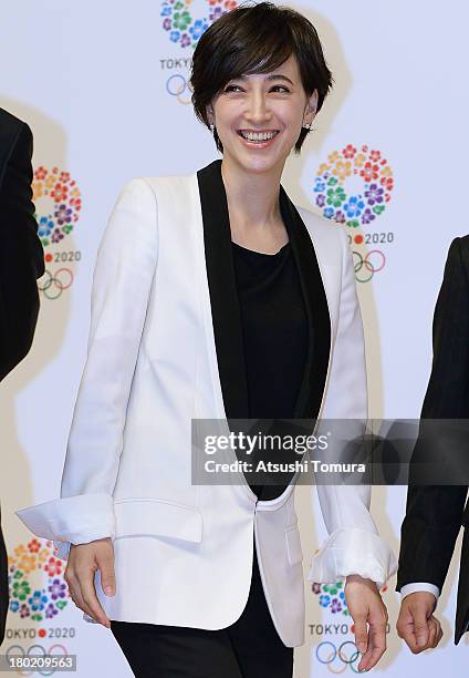 Christel Takigawa, 'Cool Tokyo' Ambassador poses for the media during Tokyo 2020 Bid Committee's press conference upon returning back from Buenos...