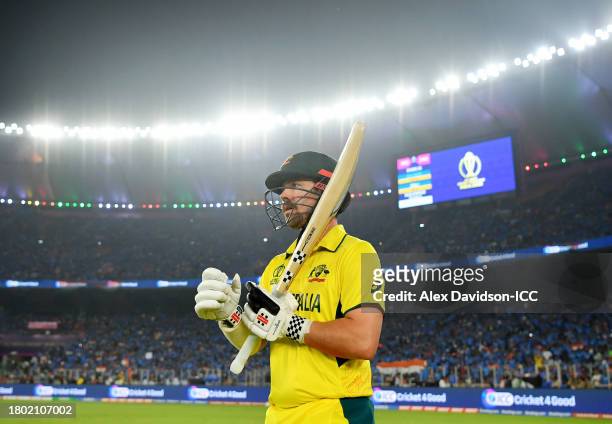 Travis Head of Australia makes his way out to bat during the ICC Men's Cricket World Cup India 2023 Final between India and Australia at Narendra...