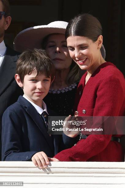 Charlotte Casiraghi and son Raphael Elmaleh attend the Monaco National Day 2023 on November 19, 2023 in Monaco, Monaco.