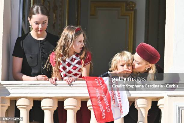 Princess Alexandra of Hanover, India Casiraghi, Beatrice Borromeo and Stefano Casiraghi attend the Monaco National Day 2023 on November 19, 2023 in...