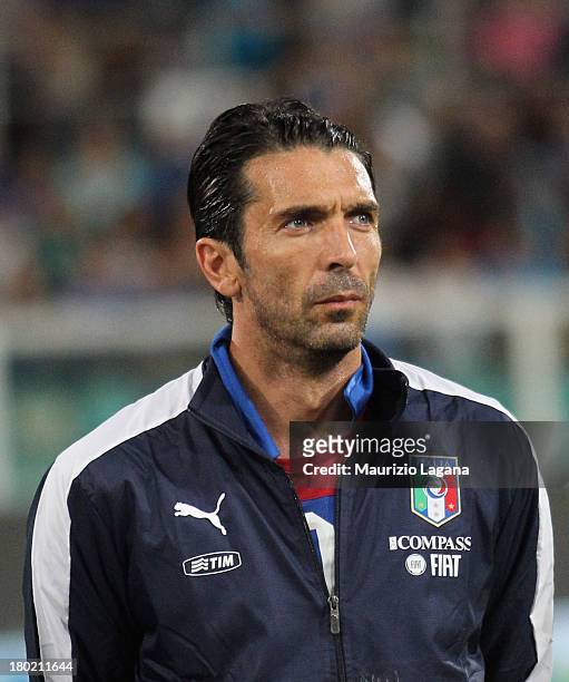 Gianluigi Buffon of Italy during the FIFA 2014 World Cup Qualifier group B match between Italy and Bulgaria at Renzo Barbera Stadium on September 6,...