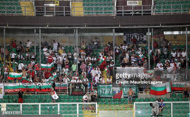 Fans of Bulgaria during the FIFA 2014 World Cup Qualifier group B match between Italy and Bulgaria at Renzo Barbera Stadium on September 6, 2013 in...