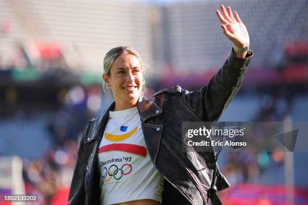 Alexia Putellas of FC Barcelona waves the supporters after the Liga F match between FC Barcelona and Real Madrid Femenino at Estadi Olimpic Lluis...