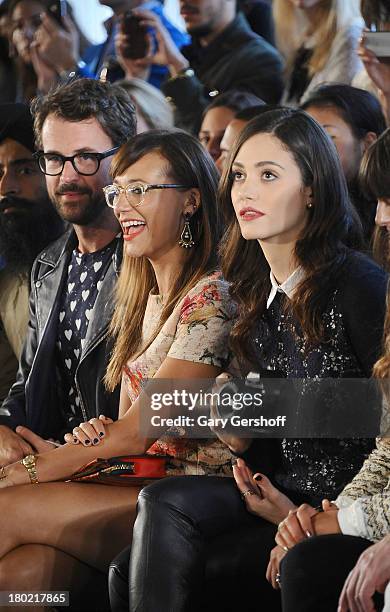 Brad Goreski, Rashida Jones and Emmy Rossum attend the Tory Burch show during Spring 2014 Mercedes-Benz Fashion Week at David H. Koch Theater at...