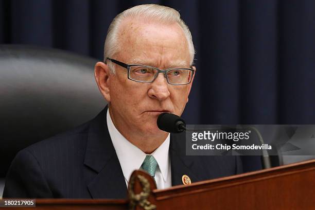 House Armed Services Committee Chairman Buck McKeon presides over a hearing about the U.S. Response to the Syrian government's alleged use of...