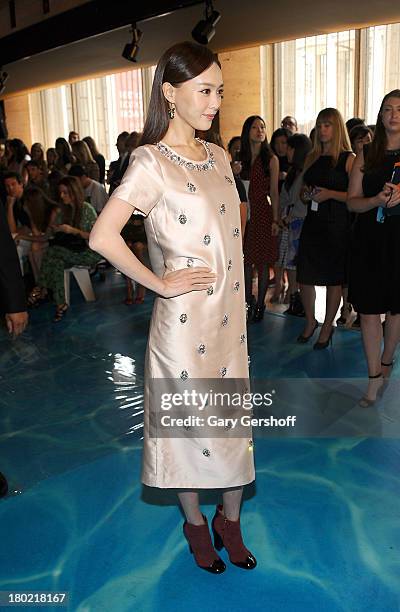 Actress Tang Wei attends the Tory Burch show during Spring 2014 Mercedes-Benz Fashion Week at David H. Koch Theater at Lincoln Center on September...