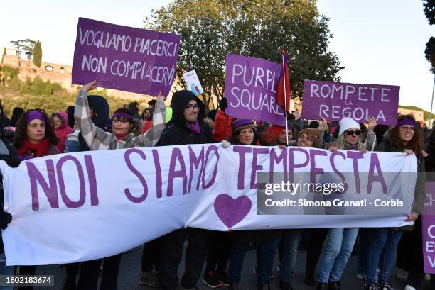 Hundreds of thousands of women, men and families participate in the National demonstration against patriarchal violence against women, organized by...