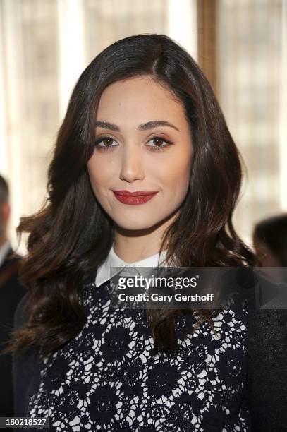 Actress Emmy Rossum attends the Tory Burch show during Spring 2014 Mercedes-Benz Fashion Week at David H. Koch Theater at Lincoln Center on September...