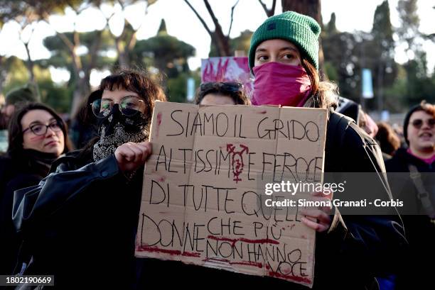 Hundreds of thousands of women, men and families participate in the National demonstration against patriarchal violence against women, organized by...