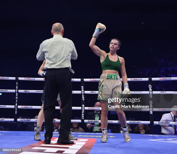 Skye Nicolson wins her fight against Lucy Wildheart, WBC interim World Featherweight Title at The 3Arena Dublin on November 25, 2023 in Dublin,...