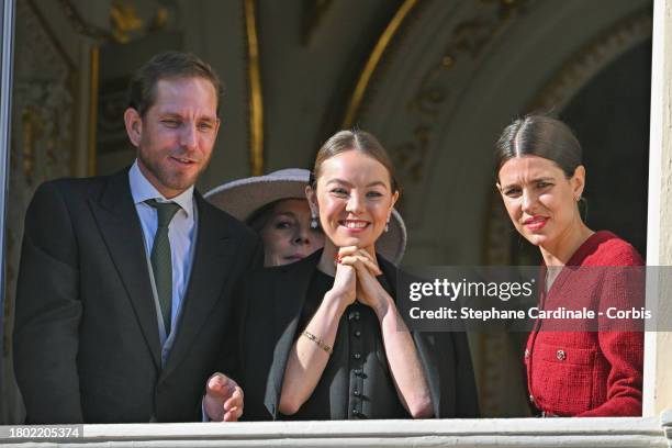 Andrea Casiraghi, Princess Caroline of Monaco, Princess Alexandra of Hanover and Charlotte Casiraghi attend the Monaco National Day 2023 on November...