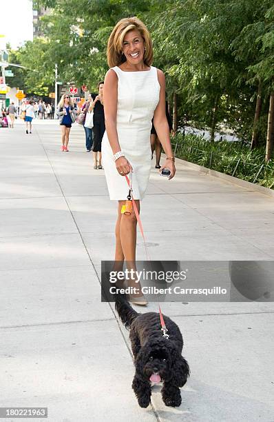 Personality Hoda Kotb is seen walking her dog Blake around Lincoln Center during 2014 Mercedes-Benz Fashion Week during day 5 on September 9, 2013 in...