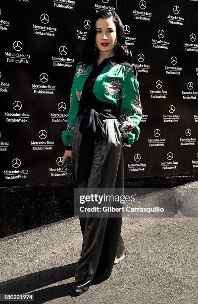 Dita Von Teese attends 2014 Mercedes-Benz Fashion Week during day 5 on September 9, 2013 in New York City.