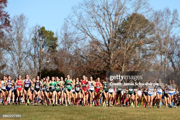 Runners compete during the Division I Men's and Women's Cross Country Championship held at Panorama Farms on November 18, 2023 in Earlysville,...