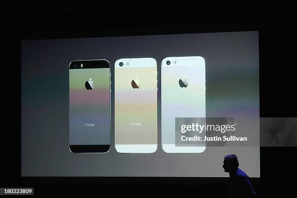 Apple Senior Vice President of Worldwide Marketing at Phil Schiller speaks about the new iPhone 5S during an Apple product announcement at the Apple...