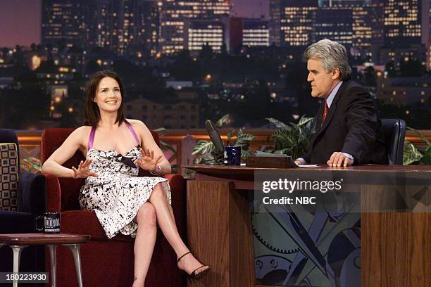 Episode 2040 -- Pictured: Actress Carla Gugino during an interview with host Jay Leno on April 18, 2001 --