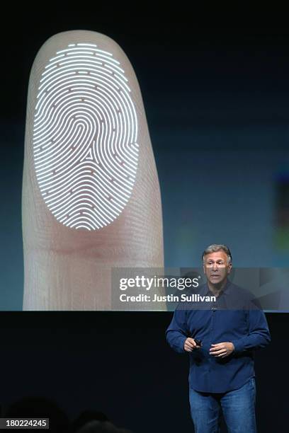 Apple Senior Vice President of Worldwide Marketing Phil Schiller speaks about security features of the new iPhone 5S during an Apple product...