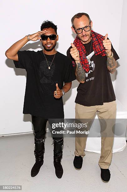 Miguel Jontel Pimentel and Terry Richardson attend the Rodarte show during Spring 2014 Mercedes-Benz Fashion Week at Center 548 on September 10, 2013...