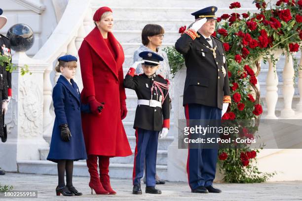 Princess Gabriella of Monaco, Princess Charlene of Monaco, Princess Stephanie of Monaco, Prince Jacques of Monaco and Prince Albert II of Monaco...