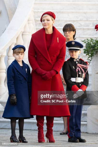Princess Gabriella of Monaco, Princess Charlene of Monaco, Princess Stephanie of Monaco and Prince Jacques of Monaco attend the Monaco National Day...