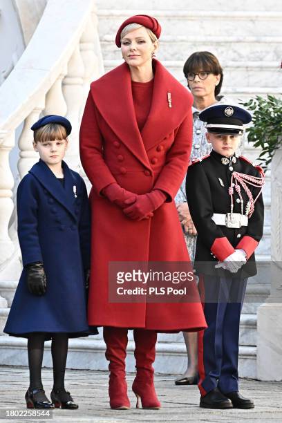 Princess Charlene of Monaco, Princess Gabriella of Monaco, Prince Jacques of Monaco and Princess Stephanie of Monaco attend the Monaco National Day...
