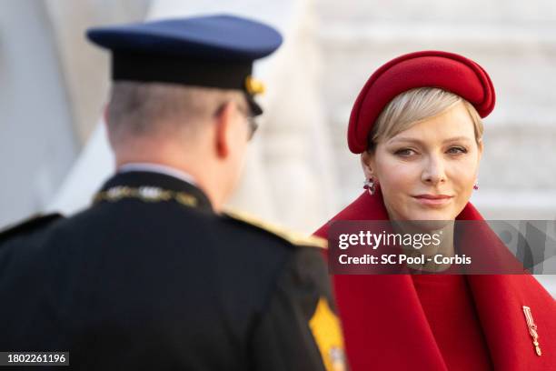 Prince Albert II of Monaco and Princess Charlene of Monaco attend the Monaco National Day 2023 on November 19, 2023 in Monaco, Monaco.