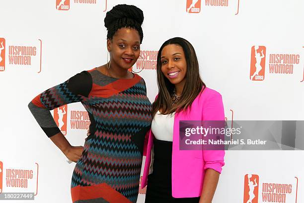 Kara Braxton and Plenette Pierson of the New York Liberty pose for a picture at the 2013 WNBA Inspiring Women's Luncheon in New York City. NOTE TO...