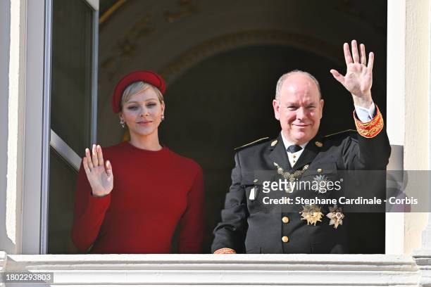 Princess Charlene of Monaco and Prince Albert II of Monaco attend the Monaco National Day 2023 on November 19, 2023 in Monaco, Monaco.