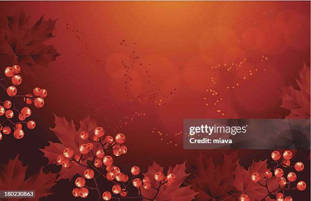 red autumn background - rowanberry stock illustrations