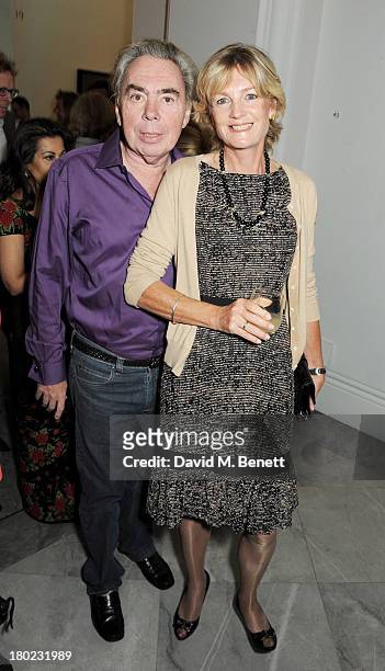 Lord Andrew Lloyd Webber and Lady Madeleine Lloyd Webber attend a private view of 'Portraits', a new exhibition by Jonathan Yeo, at the National...