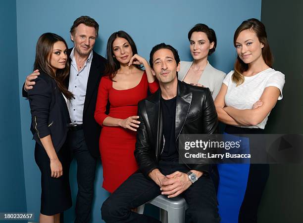 Actress Mila Kunis, actor Liam Neeson, actress Moran Atias, actor Adrien Brody, actress Loan Chabanol and actress Olivia Wilde of 'Third Person' pose...