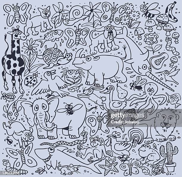 ilustrações de stock, clip art, desenhos animados e ícones de miscellany jardim zoológico - rooster print