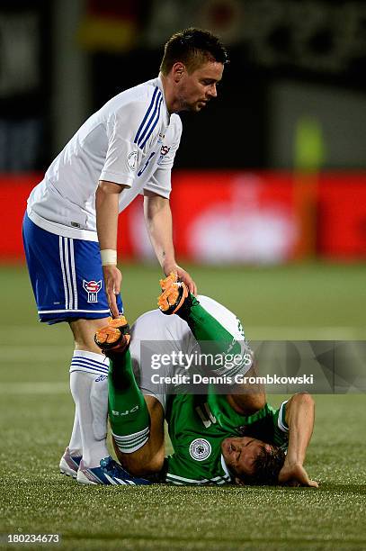 Miroslav Klose of Germany reacts during the FIFA 2014 World Cup Qualifier match between Faeroe Islands and Germany on September 10, 2013 in Torshavn,...