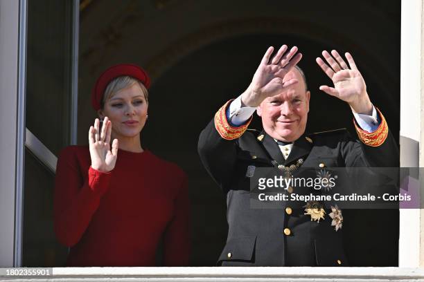 Princess Charlene of Monaco and Prince Albert II of Monaco attend the Monaco National Day 2023 on November 19, 2023 in Monaco, Monaco.