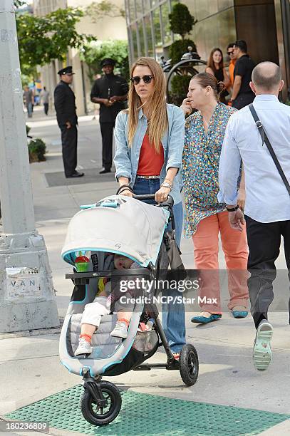 Actress Jessica Alba and daughter Haven Warren are sighted on September 9, 2013 in New York City.