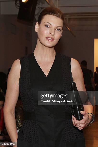 Linda Evangelista attends the Timo Weiland Women's MADE Fashion Week Spring 2014 at Milk Studios on September 10, 2013 in New York City.