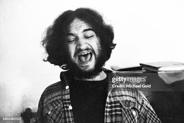 Comic actor John Belushi poses for a photo during a National Lampoon's 'Lemmings' rehearsal in a Hall in New York City, New York, circa 1973.