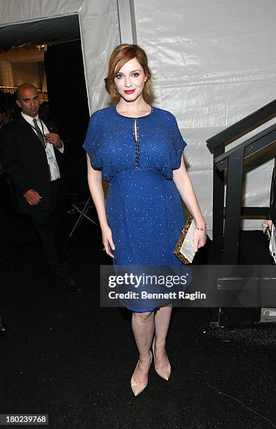 Actress Christina Hendrick attends the Jenny Packham show during Spring 2014 Mercedes-Benz Fashion Week at The Studio at Lincoln Center on September...