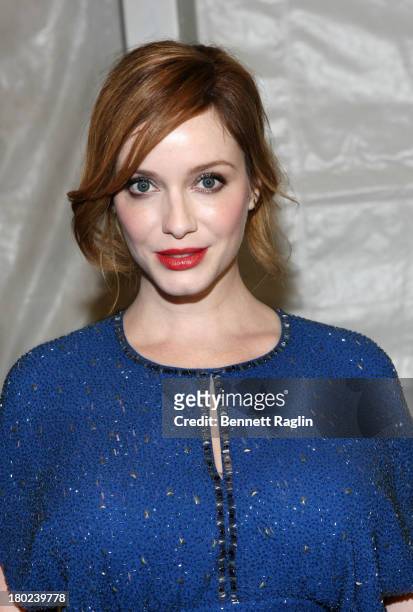 Actress Christina Hendricks attends the Jenny Packham show during Spring 2014 Mercedes-Benz Fashion Week at The Studio at Lincoln Center on September...