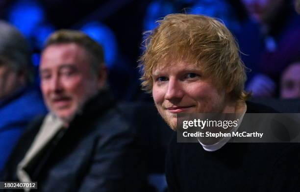 Dublin , Ireland - 25 November 2023; Singer Ed Sheeran, right, and Michael Flatley at the 3Arena in Dublin.