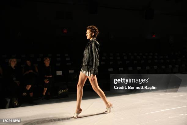 General view of models on the runway during rehearsal at the Jenny Packham show during Spring 2014 Mercedes-Benz Fashion Week at The Studio at...